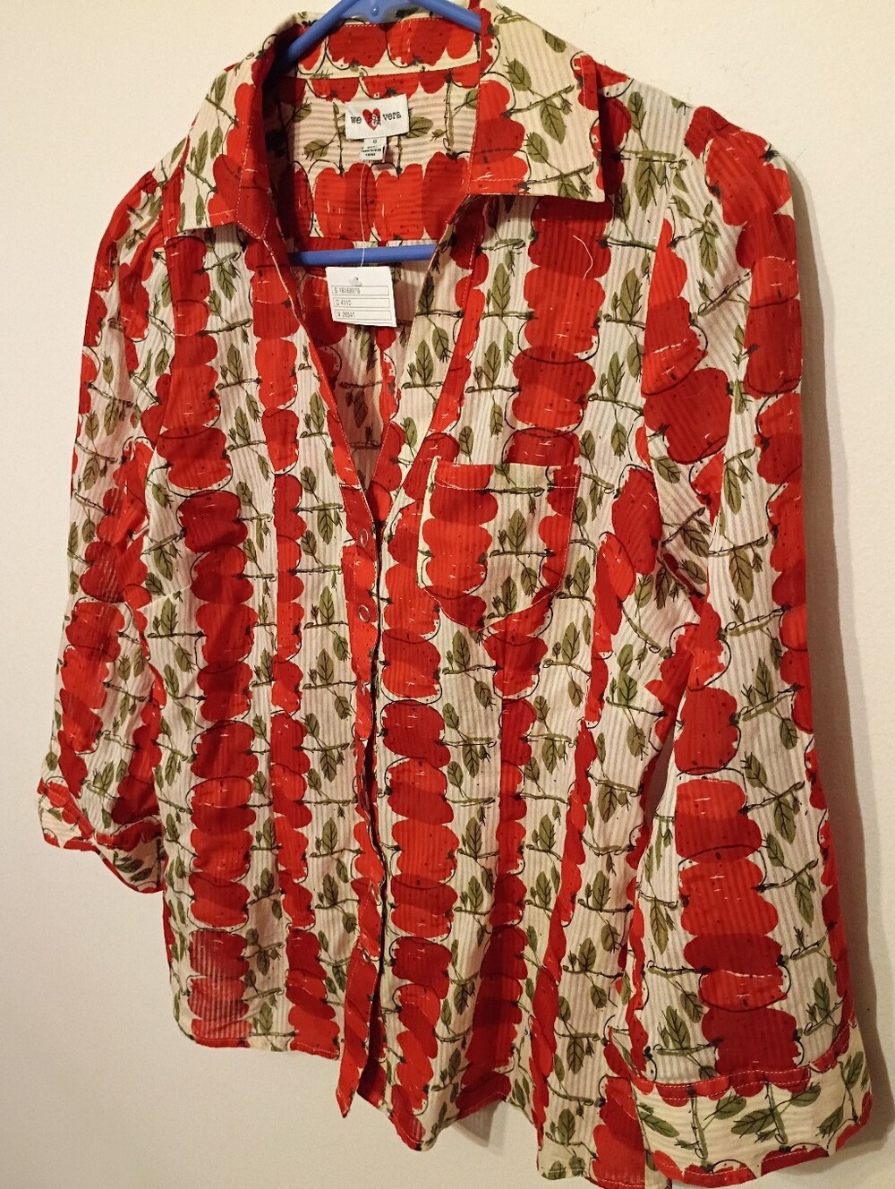 Anthropologie We Love Vera Apple Snap Top NWT